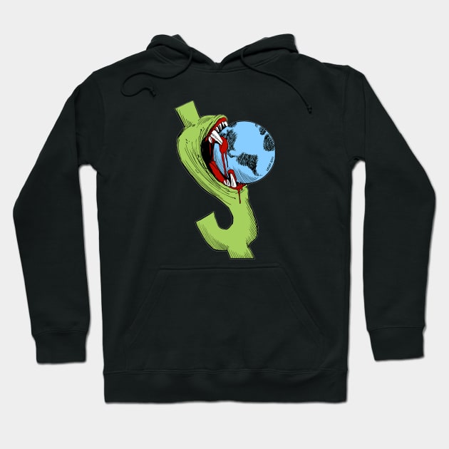 Greedy Dollar Anti Capitalism Hoodie by AllriotOutlet